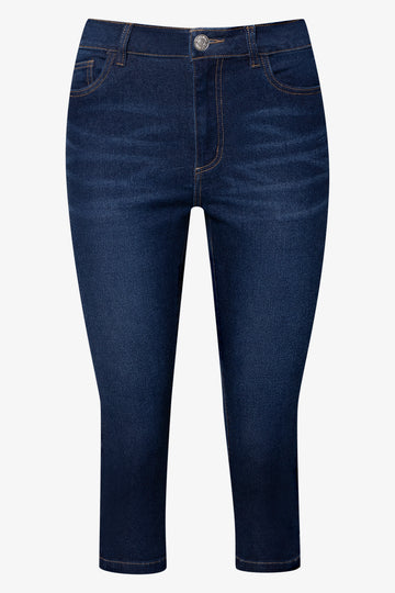 High Rise Pedal Pusher Denim Jeans Blue