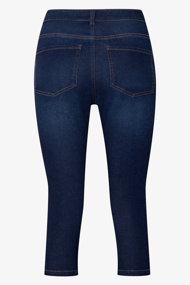 High Rise Pedal Pusher Denim Jeans Blue