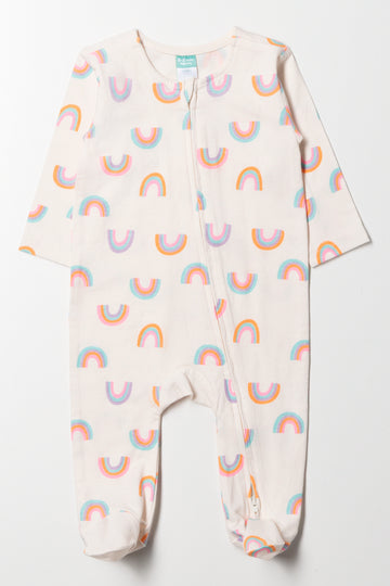 Rainbow Babygrow White