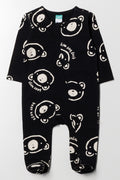 Bear Printed Babygrow Black