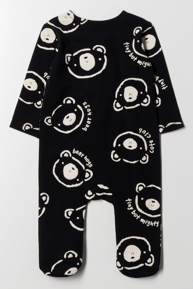 Bear Printed Babygrow Black (3)