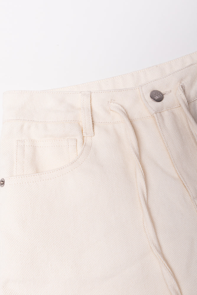 Bermuda Denim Shorts Cream (1)