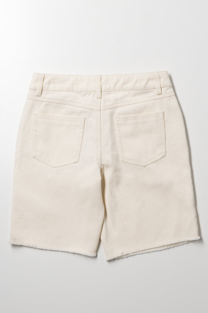 Bermuda Denim Shorts Cream (2)