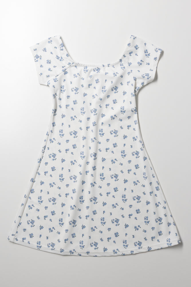 Ditsy Skater Dress White