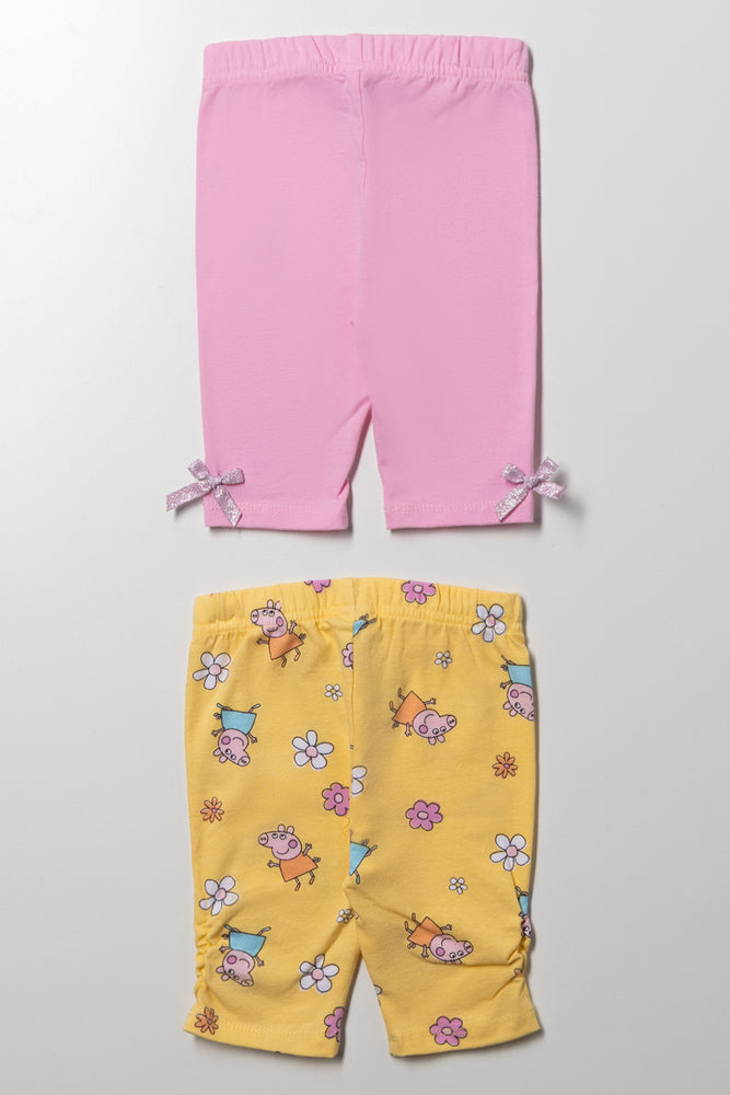Peppa Pig 2 Pack Leggings Yellow And Pink (2)