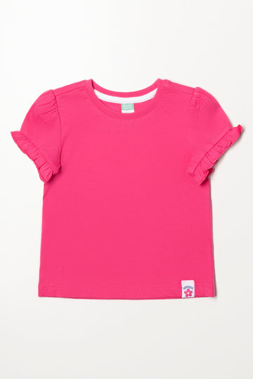 Frill Sleeve T-Shirt Pink