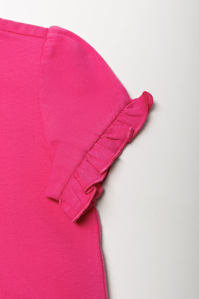 Frill Sleeve T-Shirt Pink (1)