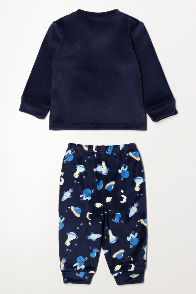 Dinos In Space Island Fleece Pyjama Navy (3)