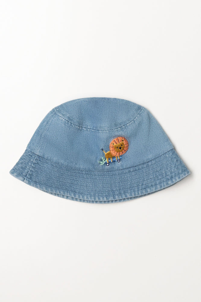 Lion Denim Bucket Hat Blue
