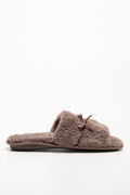 Satin Bow Open Toe Slippers Natural (1)