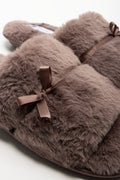 Satin Bow Open Toe Slippers Natural (2)