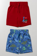 2 Pack Knit Shorts Red And Blue