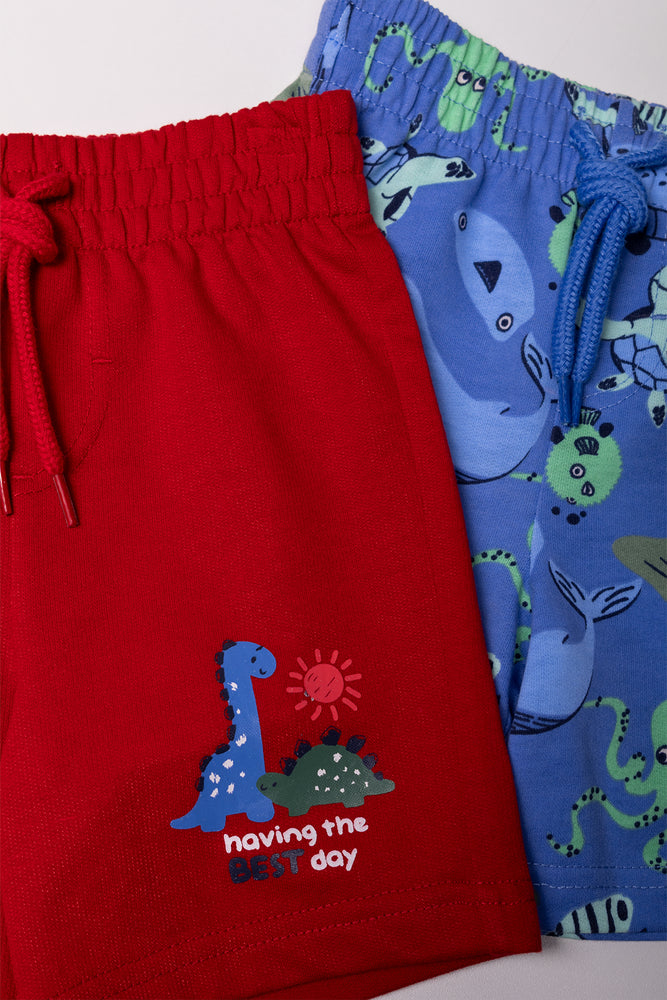 2 Pack Knit Shorts Red And Blue (1)