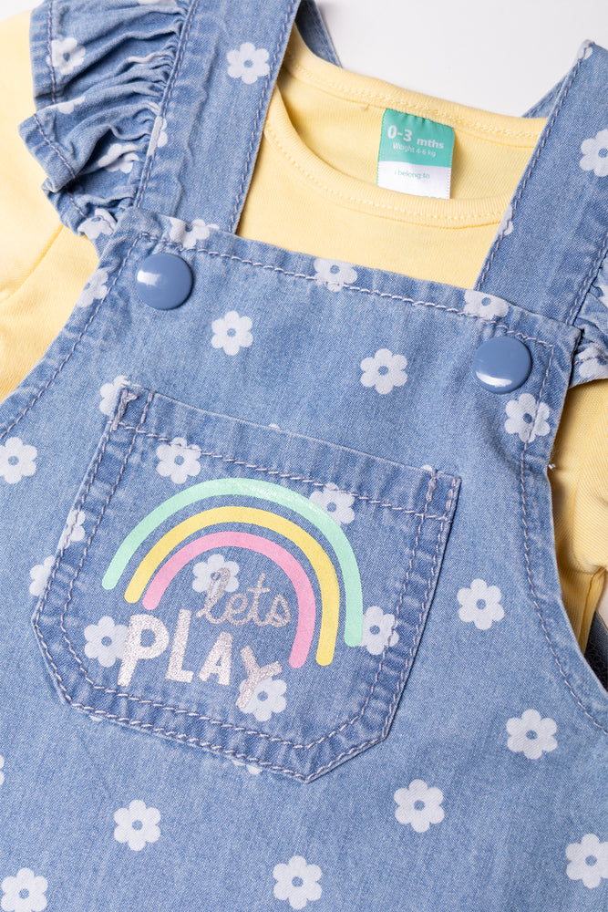Denim Pinafore Yellow And Blue