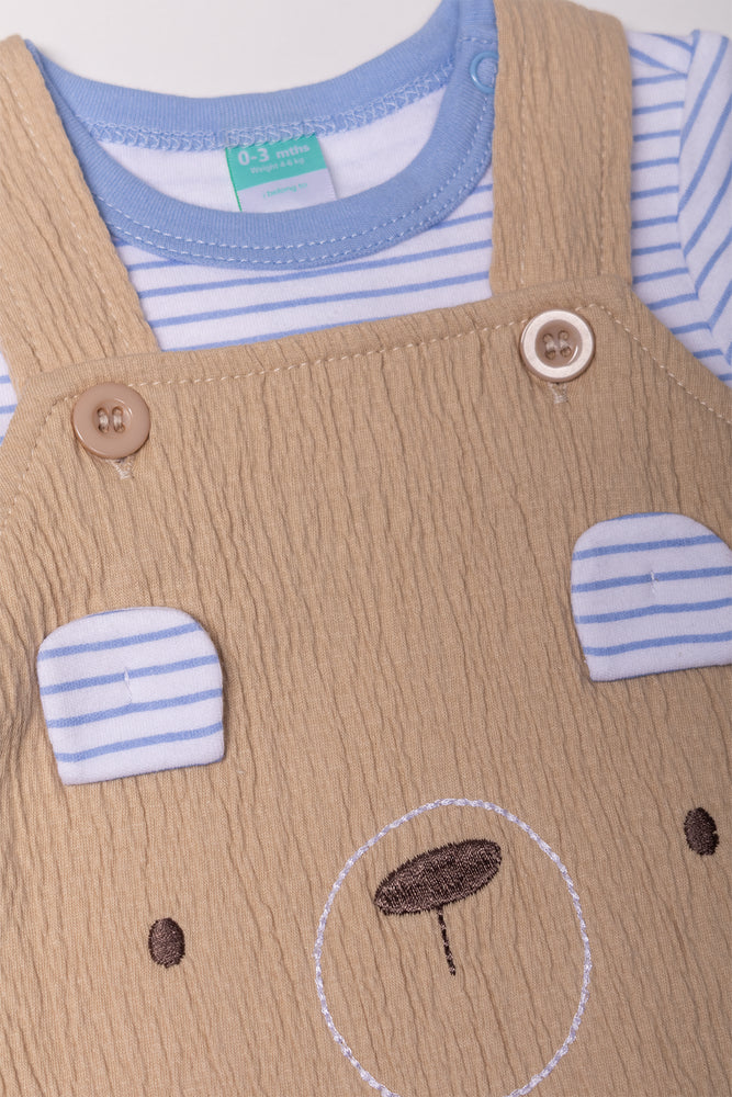 Bear Dungaree Set Natural