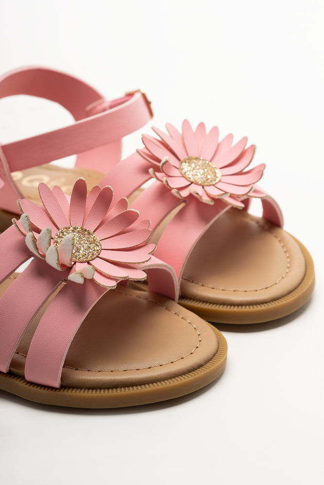 Daisy Trim Sandals Pink (2)