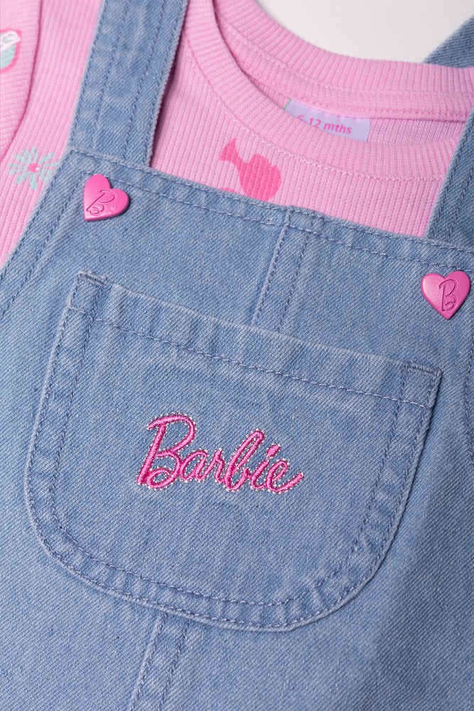 Barbie Pinafore Set Denim & Pink (1)