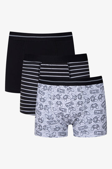 3 Pack Knit Boxer Black