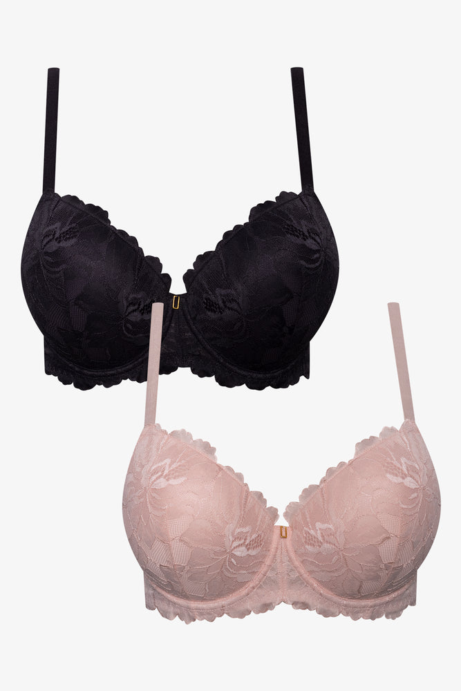Plus Size 2 Pack Summer Lace Balconette Bra