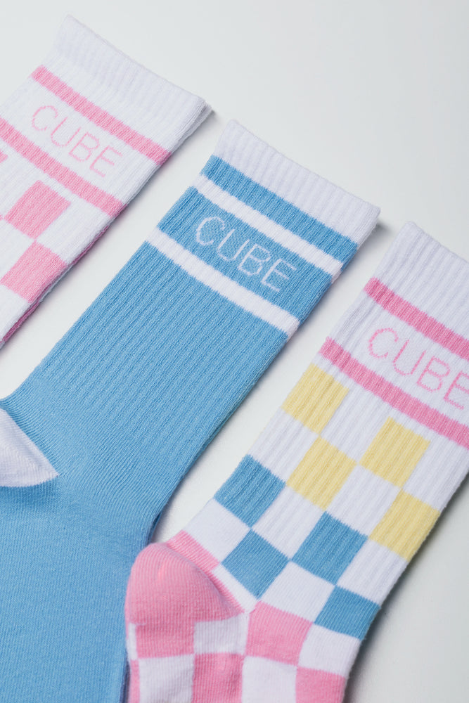 3 Pack Check Socks Multi (1)