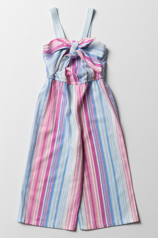 BOW JUMPSUIT MULTI STRIP