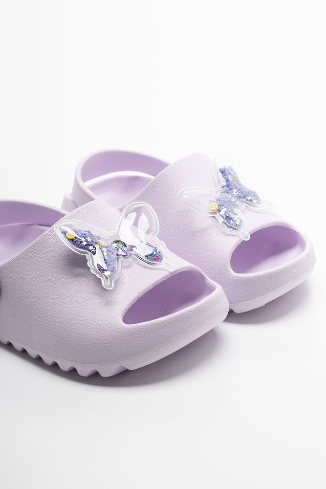 Glitter Butterfly Slides Lilac (2)