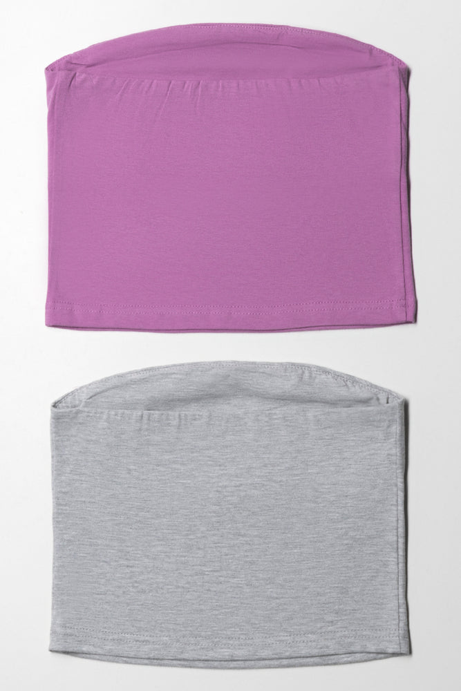 Paradise Destiny 2 Pack Boobtubes Grey And Purple (2)