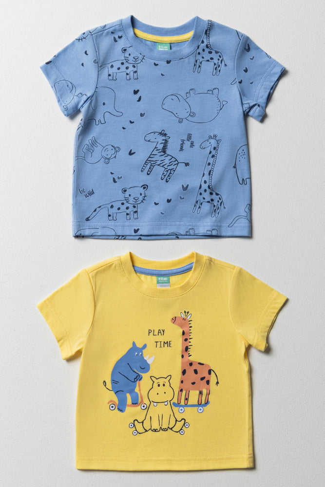 2 Pack Short Sleeve T-Shirts Yellow And Blue