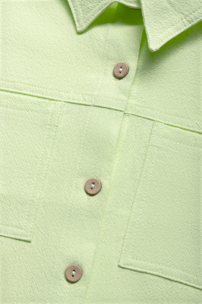 Linen Blend Short Sleeve Shirt Green (1)