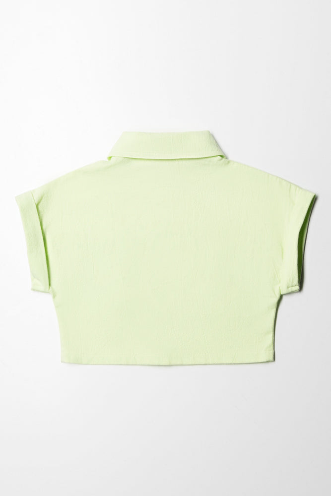 Linen Blend Short Sleeve Shirt Green (2)