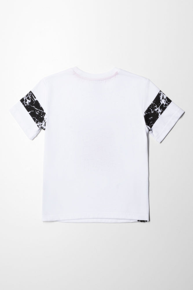 Zipper Detail Short Sleeve T-Shirt White (3)