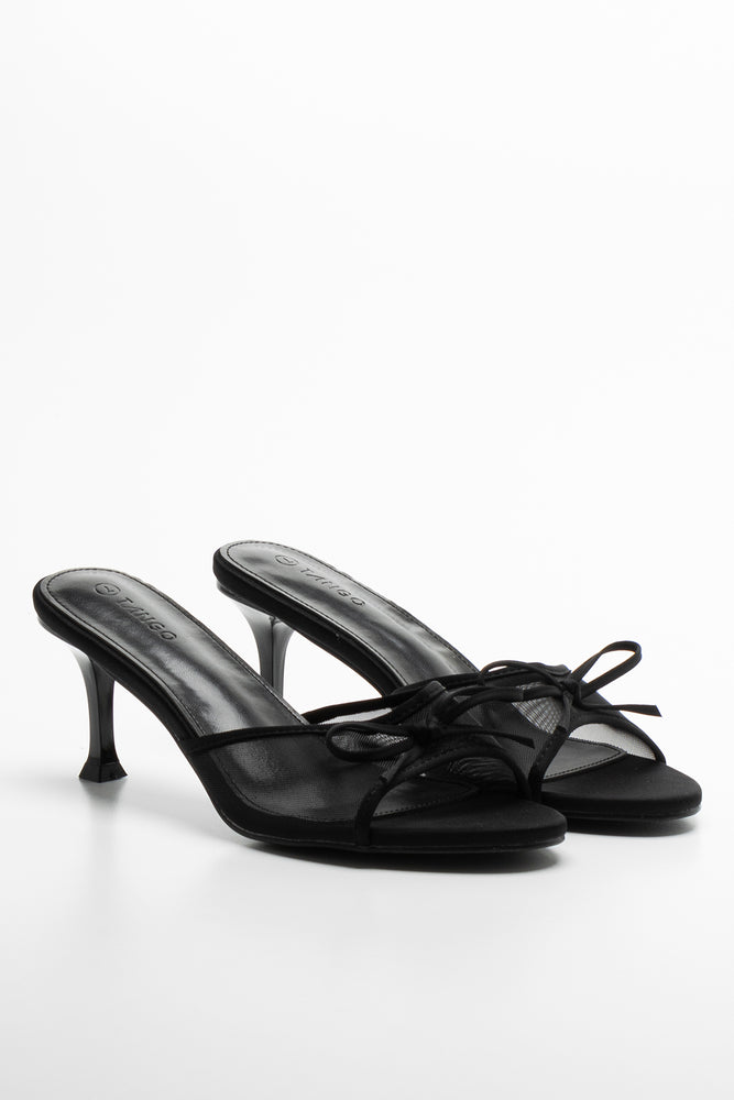 MESH HEELED MULE BLACK