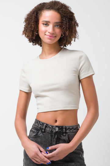 Back Tie Ribbed T-Shirt Natural