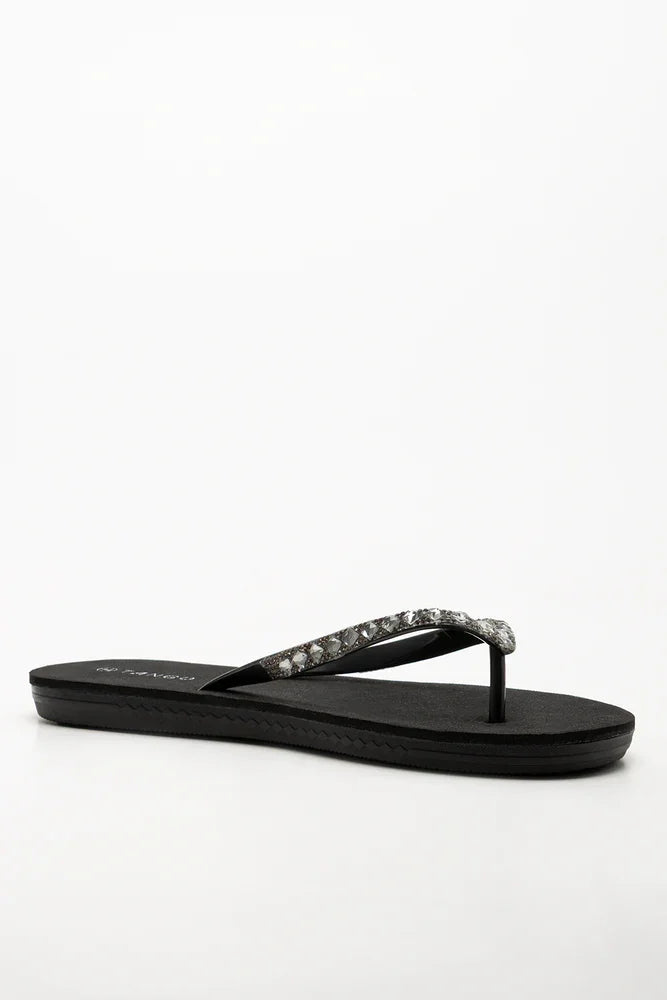 Diamante Flip Flops Black (1)