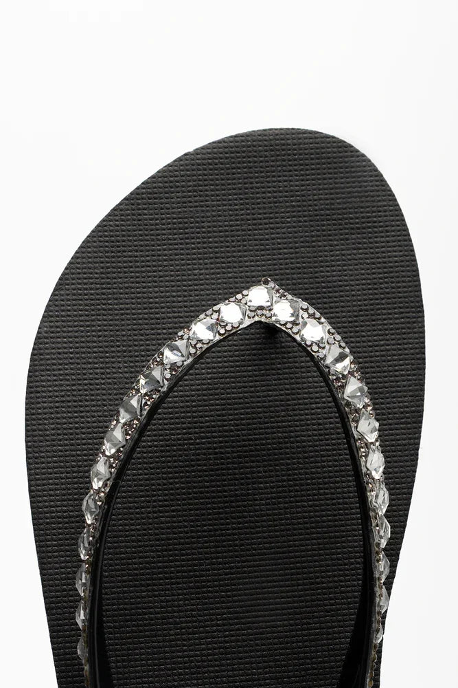 Diamante Flip Flops Black (4)