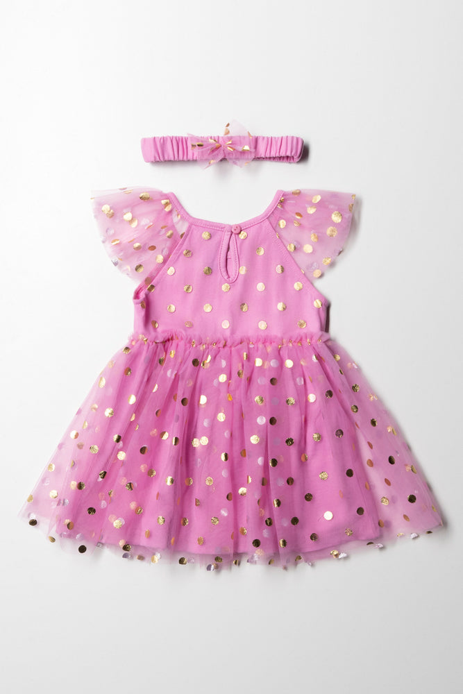 Tulle Dress with Headband Pink (4)