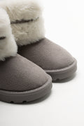 Fur Toggle Comfy Boots Grey (2)