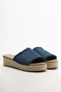 Wedge Mule Sandals Blue