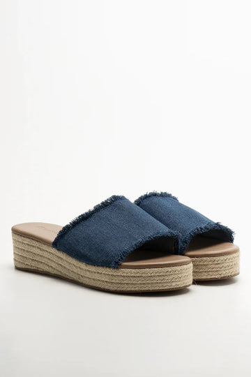 Wedge Mule Sandals Blue