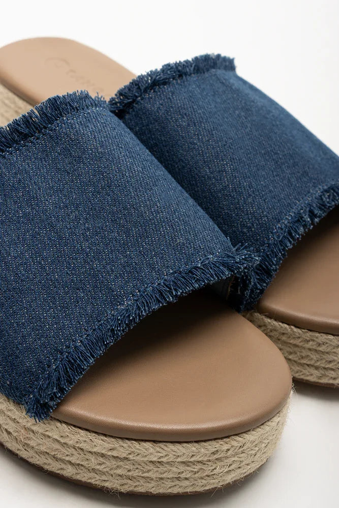 Wedge Mule Sandals Blue (2)