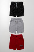 3 Pack Knit Shorts Black, Grey And Red