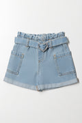 Heart Buckle Denim Shorts Blue