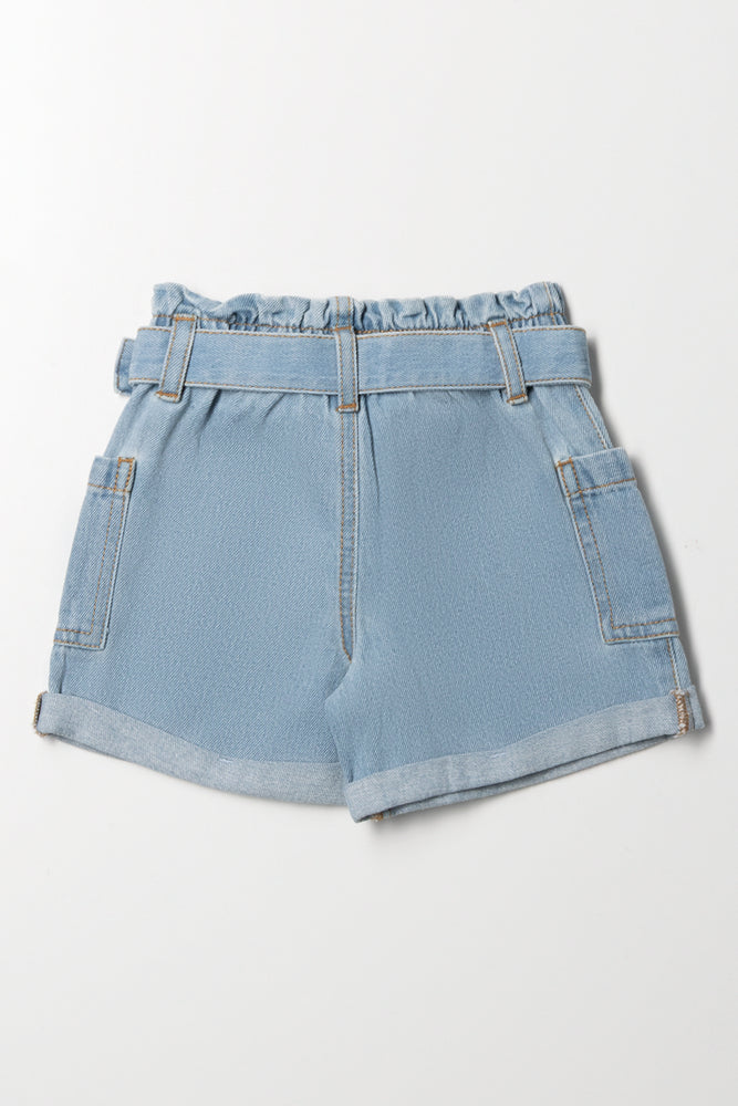 Heart Buckle Denim Shorts Blue (2)