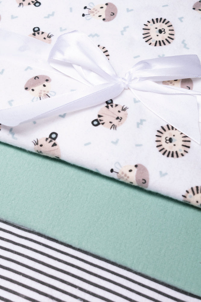 3 Pack Tiger Receiver Blankets Pink, White & Green (1)