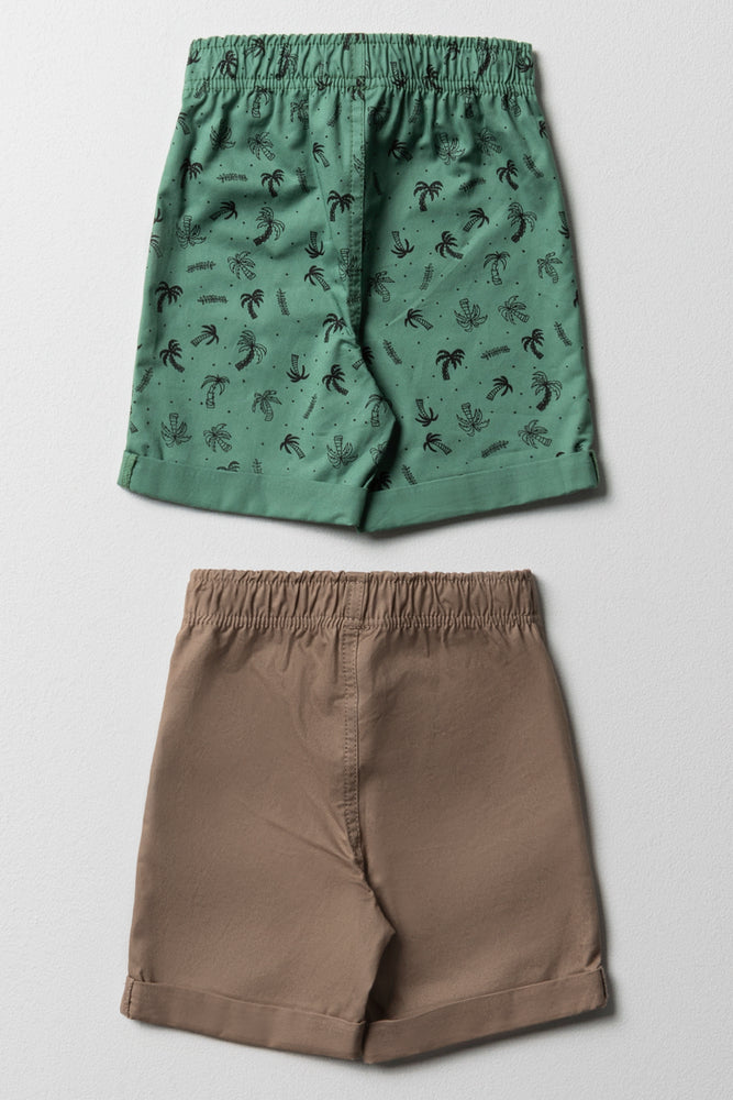 2 Pack Shorts Green & Natural (3)