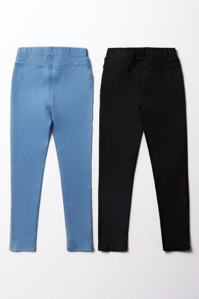 2 Pack Jeggings Black & Blue (2)