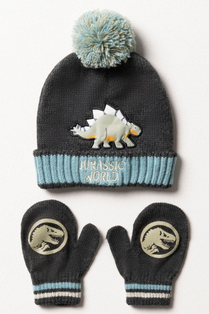Jurassic World Beanie & Mittens Set Dark Grey
