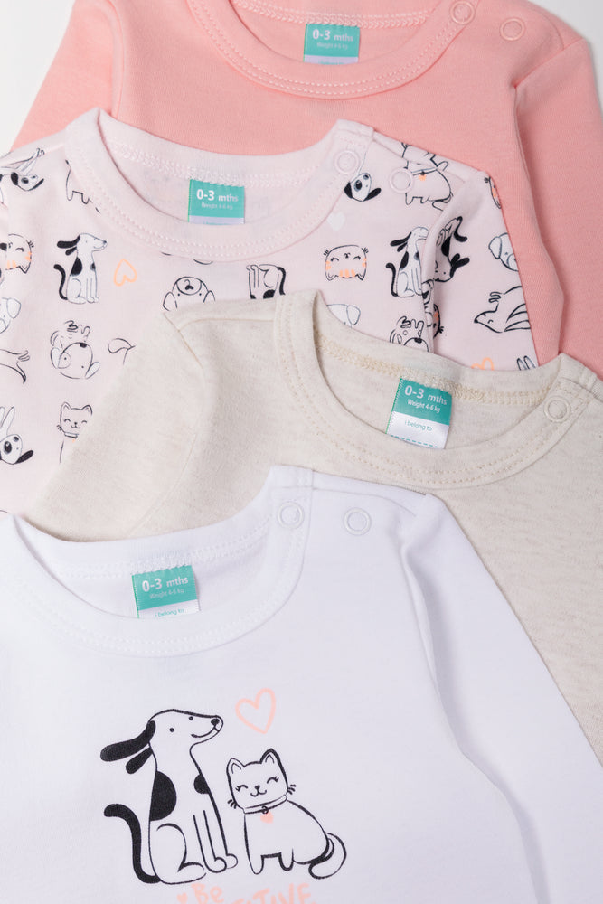 3 Pack Long Sleeve Bodyvest Pink