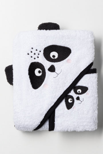 2 Piece Panda Towel Set White