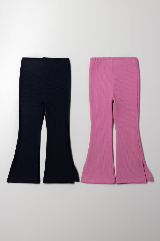 2 Pack Flare Leggings Pink And Navy (2)